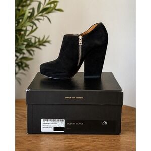 Dries Van Noten Black Suede Platform Ankle Boots Side Zip 36 Size 6‎ Avant Garde
